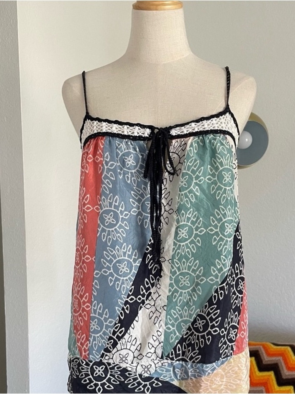 Striped Multicolor Bandana-Print Spaghetti Strap Camisole - Multicolor